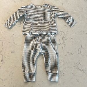 Rylee & Cru Striped Set - Gray/White - 6-12M